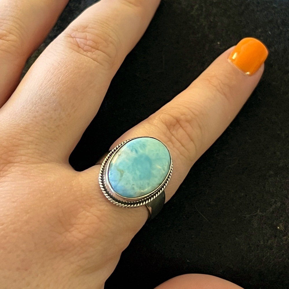 Larimar and Sterling Silver Ring